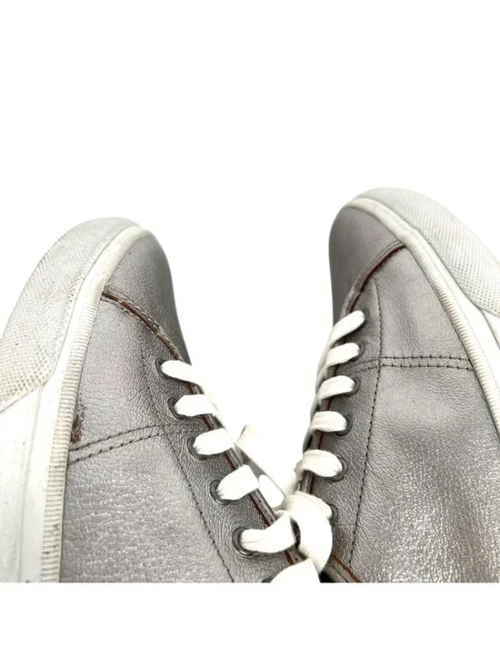 Frye Womens Gia Metallic Silver Leather Low Lace Up Sneakers Size 9.5 - Picture 8 of 11